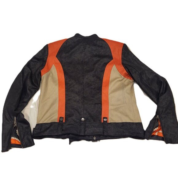 Bianca Nygard Biker Style Color Block Jacket Size 8 Black - Picture 8 of 14
